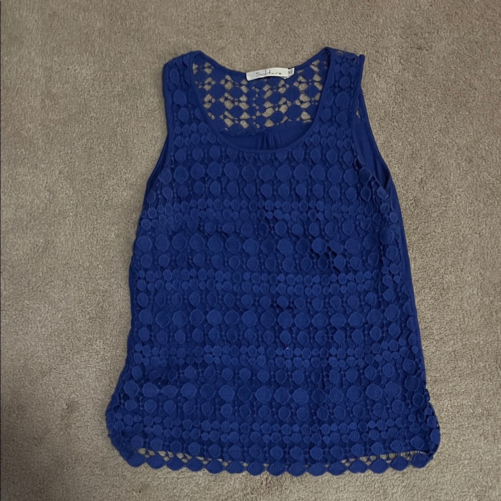 Solitaire Royal Blue Lace Tank Top- size Medium, EUC *like new*